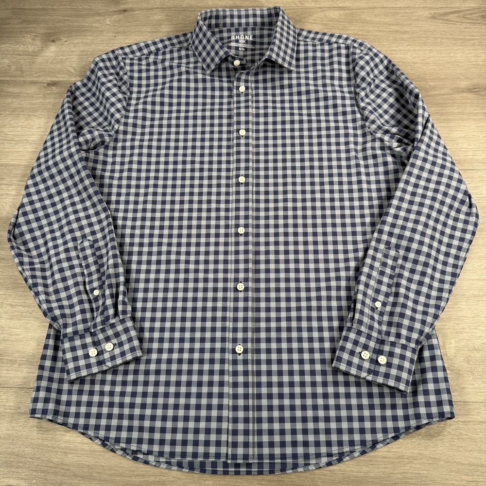 Rhone State of Mind Performance Button Up Shirt Plaid Check Stretch Mens XL